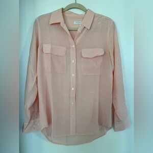 Equipment Silk Pink/Coral Button-Up Blouse, Small